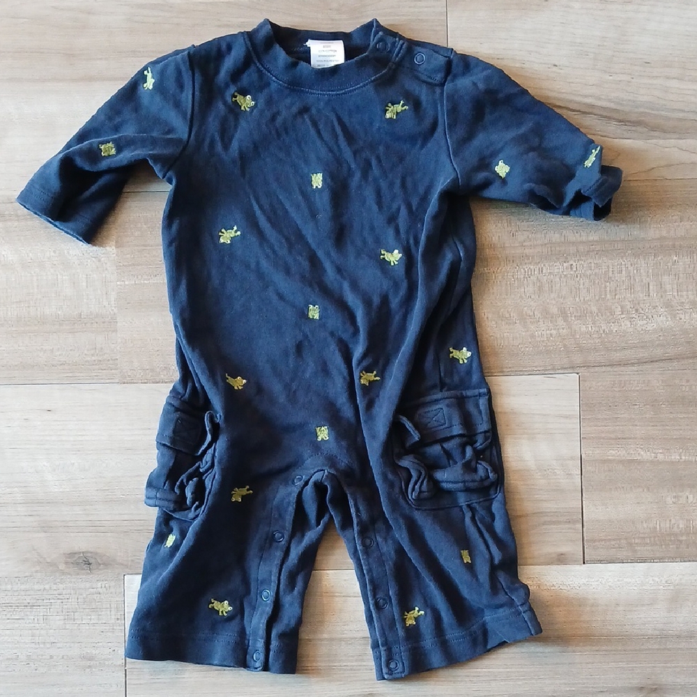Gymboree Rainy Day Fun Allover Froggy One-piece Vintage Size 3-6 Mon. Embrodered